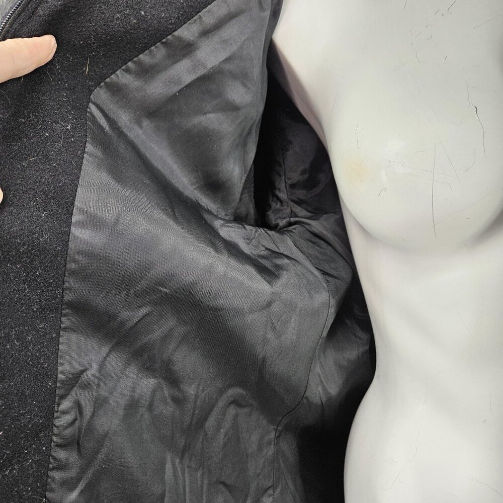 FS Limited Jacket Womens Large Black Wool Hooded Full Zip Lined Pockets Winter - Picture 11 of 16